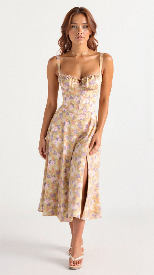 Margaret | Corset Midi Dress - Elegant, figure-flattering style